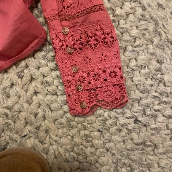 Sezane Rym Blouse - Rosewood Pink Lace Long Sleeve Blouse - Picture 6 of 8